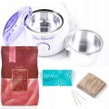 Zestaw do depilacji bezpaskowej wosk 1kg dropsy Italwax rose Podgrzewacz Prowax talk szpatułki 01.png