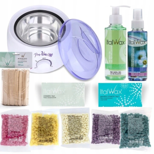 Zestaw do depilacji 5x wosk ItalWax 100g twardy + Podgrzewacz Prowax + preparaty szpatułki 100 2xtalk