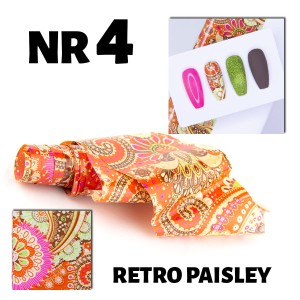 Folia transferowa 100 cm retro paisley nr 4 - folia do zdobień lakierów hybrydowych, żeli UV i akrylu