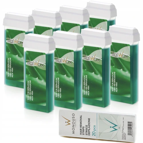 Depilacja 8x wosk aloesowy w rolce Aloe 100g ItalWax paski 20szt 01.png