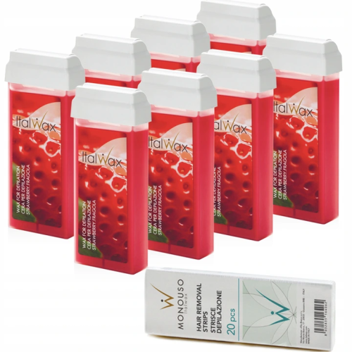 Depilacja 8x wosk  w rolce Truskawka 100g ItalWax paski 20szt 01.png