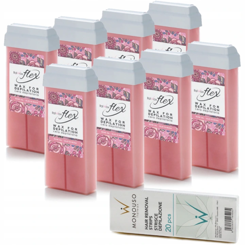 Depilacja 8x wosk elastyczny ItalWax FLEX ROSE plus paski 01.png