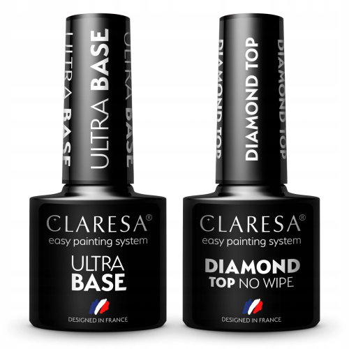 2x Claresa lakier hybrydowy TOP DIAMOND NO WIPE 5g + ULTRA BASE 5g 01.png