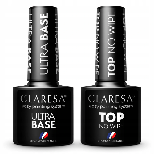 2x Claresa lakiery hybrydowe TOP NO WIPE 5g + ULTRA BASE 5g 01.png