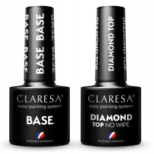 2x Claresa lakier hybrydowy TOP DIAMOND NO WIPE 5g + BASE 5g