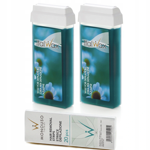 Depilacja 2x wosk ItalWax AZULEN plus paski 01.png