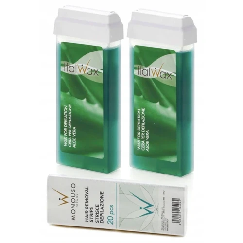 Depilacja zestaw 2x wosk ItalWax Aloe Flex plus gratis paski.png