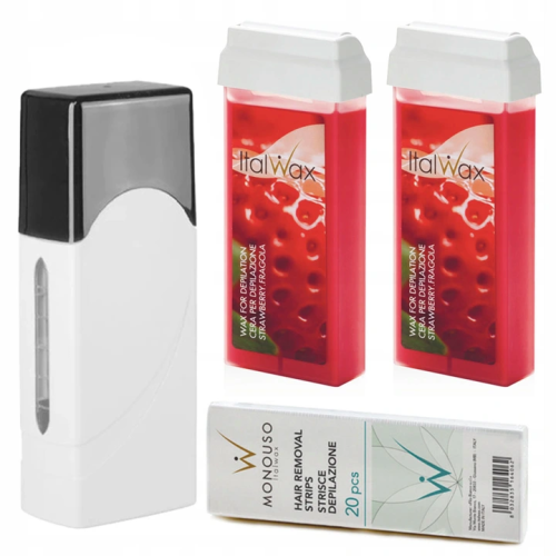 Depilacja zestaw 2x wosk ItalWax Truskawka Flex podgrzewacz paski 100459.png