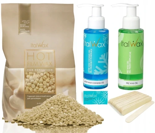 Zestaw do depilacji ItalWax wosk twardy 500g White Chocolate 01.png