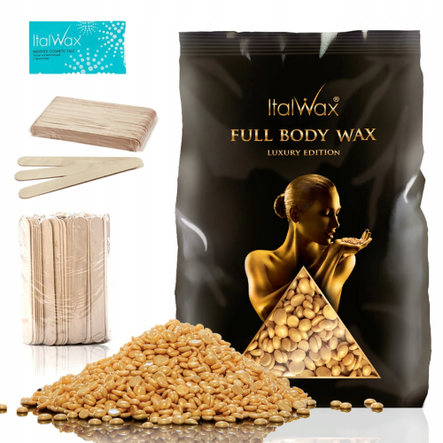 Zestaw do depilacji ItalWax Premium Full Body Wax wosk twardy 1kg + szpatułki + talk 01.png