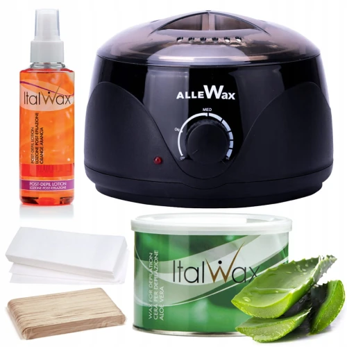 Zestaw do depilacji paskowej ItalWax podgrzewacz 100W + wosk w puszce aloesowy + dodatki 01.jpg