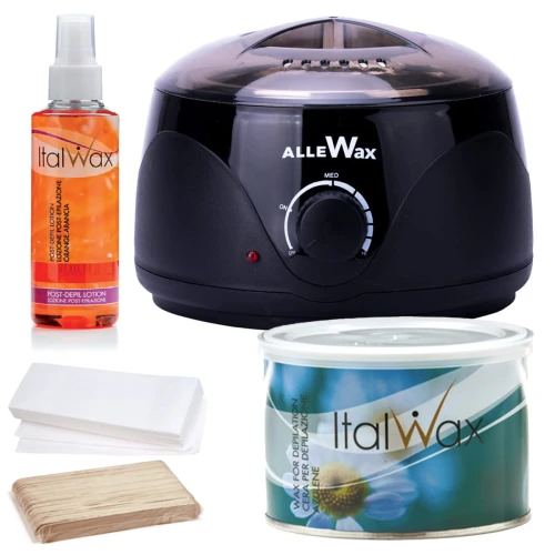 Zestaw do depilacji paskowej ItalWax podgrzewacz 100W + wosk w puszce azulenowy + dodatki 01.jpg