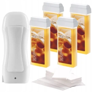 Zestaw do depilacji ItalWax podgrzewacz + 4x wosk w rolce miodowy + paski