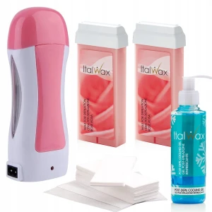 Zestaw do depilacji ItalWax podgrzewacz + 2x wosk w rolce różany + żel + paski