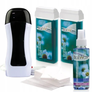 Zestaw do depilacji ItalWax podgrzewacz + 2x wosk w rolce azulen + lotion + paski