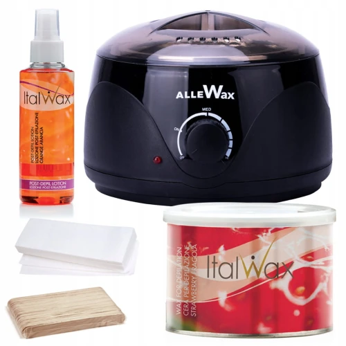 Zestaw do depilacji paskowej ItalWax podgrzewacz 100W + wosk w puszce truskawkowy + dodatki 01.jpg