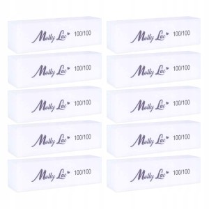 10x Molly Lac Blok polerski do paznokci kostka 100/100 biały