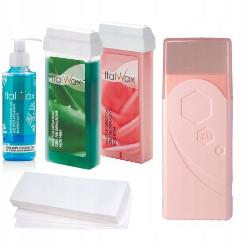Zestaw do depilacji ItalWax podgrzewacz Single Fo 40W + 2x wosk w rolce aromatyczny + żel + paski 01.jpg