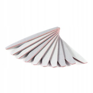 10x Pilnik dwustronny do paznokci łódka półksiężyc szary zebra gradacja 100/240