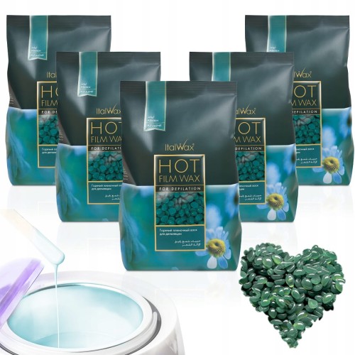 5x Wosk twardy do depilacji ItalWax Hot Film Wax Azulene azulenowy 100g do podgrzewacza 01.jpg