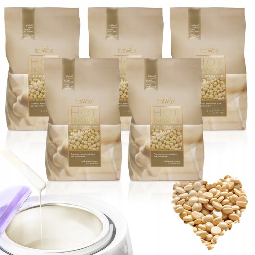 5x Wosk twardy do depilacji ItalWax Hot Film Wax White Chocolate biała czekolada 100g do podgrzewacza 01.jpg
