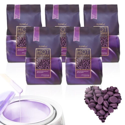 5x Wosk twardy do depilacji ItalWax Hot Film Wax Plum śliwka 100g do podgrzewacza 01.jpg