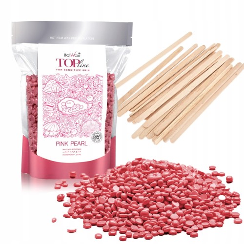 Wosk twardy do depilacji ItalWax Top Line Pink Pearl 100g + szpatułki 10 sztuk 01.jpg
