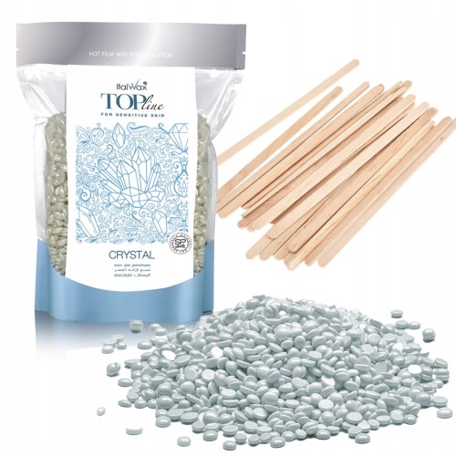 Wosk twardy do depilacji ItalWax Top Line Crystal 100g + szpatułki 10 sztuk 01.jpg