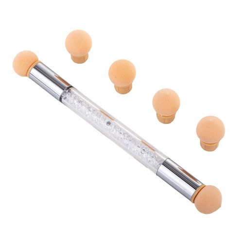 Dwustronny pędzel gąbka do ombre i nail art z cyrkoniami biały 01.jpg