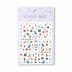 Naklejki do paznokci cienkie samoprzylepne świąteczne Joyful Nail nr 1210