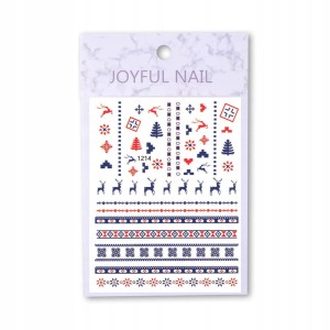 Naklejki do paznokci cienkie samoprzylepne świąteczne Joyful Nail nr 1214