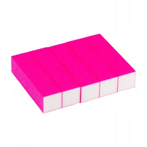 10x Blok polerski do paznokci kostka kolor różowy neon