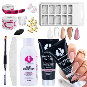 Zestaw LUX do akrylożelu - 2x30ml akrylożel Powder Gel + akcesoria + płyny