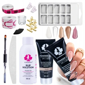 Zestaw LUX do akrylożelu AllePaznokcie Powder Gel 2x30ml (White + Nude)