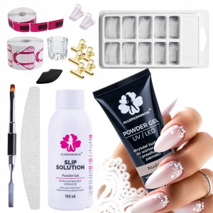 Zestaw LUX do akrylożeli Powder Gel Nude 30 ml + Slip Solution + Akcesoria