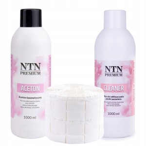 Zestaw płynów do manicure Aceton + Cleaner 2 x 1000ml + waciki 500 sztuk