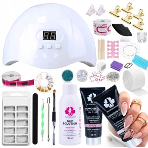 Zestaw do akrylożelu - lampa + 2x30ml akrylożel Powder Gel + preparaty + akcesoria