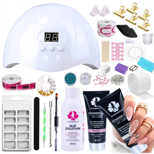 Zestaw do akrylożelu - lampa 54W + 2x30ml akrylożel Powder Gel + preparaty + akcesoria 01.jpg