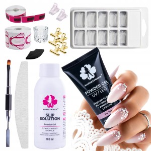 Zestaw LUX do akrylożelu - Powder Gel 30ml pudding + płyn + akcesoria