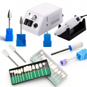 Zestaw do manicure i pedicure - frezarka + 18 różnych frezów + szczoteczka do czyszczenia frezów