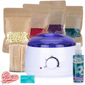 ItalWax Zestaw do depilacji bezpaskowej 4x wosk twardy 100g + podgrzewacz + preparat + dodatki