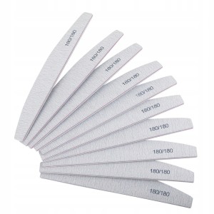 100x Pilnik do paznokci łódka półksiężyc 180/180 szary zebra