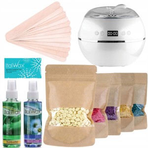 Zestaw do depilacji woskiem – podgrzewacz LCD + 5x wosk twardy ItalWax 100g + preparaty + akcesoria