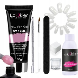 Zestaw akrylożelowy La'Kier Powder Gel Bean Paste 30g + Slip Solution 100ml + akcesoria