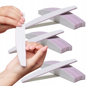 Pilnik do paznokci łódka półksiężyc 150/150 szary/biały 100 sztuk