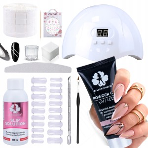 Zestaw startowy do akrylożelu AllePaznokcie Powder Gel 30g + lampa + płyn Slip Solution + akcesoria