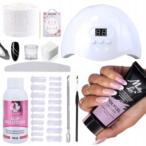 Zestaw startowy do akrylożelu Molly Lac Poly Gel 30g + lampa + płyn Slip Solution + akcesoria