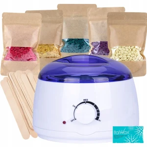 ItalWax Zestaw do depilacji woskiem w dropsach - 5x wosk 100g + podgrzewacz + szpatułki + talk