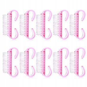 Szczoteczka mini do usuwania pyłu manicure i pedicure różowa transparentna 10 sztuk