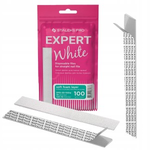 Staleks Pro Expert White DFE-20-100w nakładki jednorazowe białe do pilnika półksiężyc gradacja 100 30 sztuk